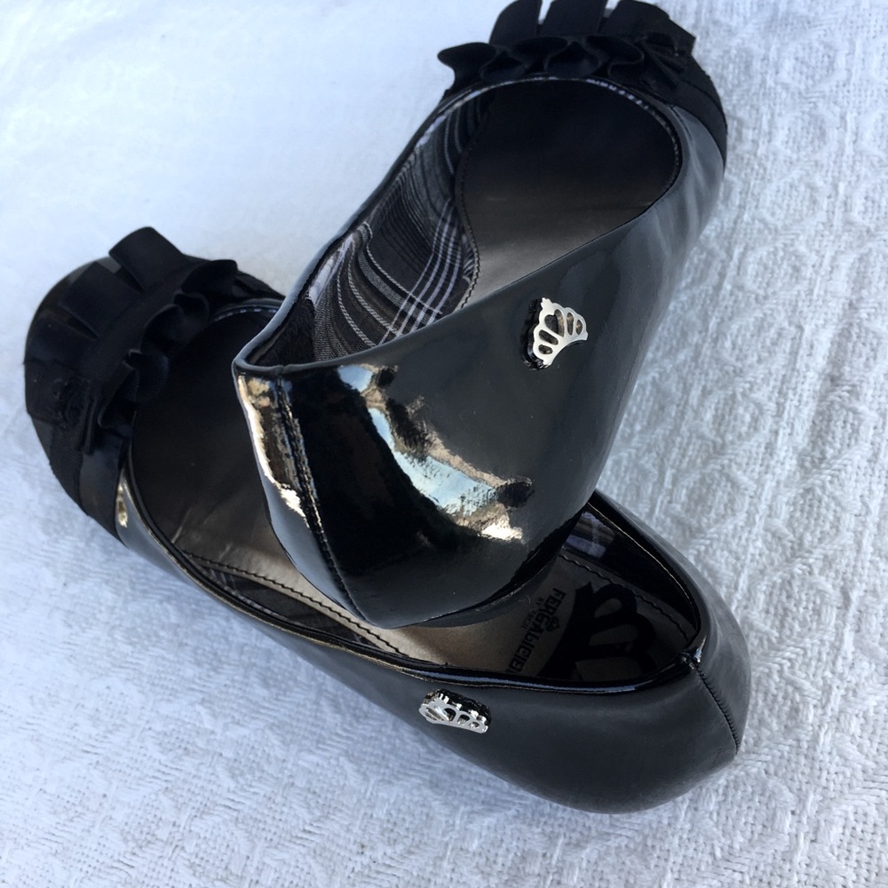 FERGALICIOS BY FERGIE ALANA BLACK PATENT LEATHER SLIP ON BALLET FLATS - Picture 10 of 12